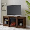 Walker Edison Penn Penn Classic Two Tier Fireplace TV Stand For TVs Up To 65 Inches 60 Inch Dark Walnut 0 100x100