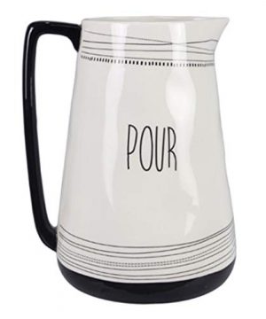 Youngs 20138 Ceramic Black And White Water Pitcher 6 Inch Diameter 0 300x360