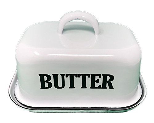 Your Hearts Delight White Enamelware Butter Dish Multicolor 0 0