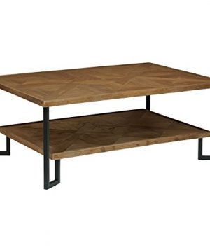 Amazon Brand Stone Beam Bernice Industrial Reclaimed Parquet Wood Coffee Table 42W Natural And Black 0 300x360