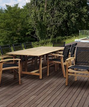 Amazonia Georgetown 9 Piece Teak Extendable Rectangular Dining Set With Black Sling Chairs 0 0 300x360