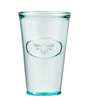 Amici Home Bee Relief Hiball Drinking Glass Recycled Green Glass Drinkware Italian Made 16 Fluid Ounce Capacity Each Set Of 6 0 300x360