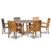 Bayview Patio New 7Pc Grade A Indonesian Teak Outdoor Dining Set 60 Round Table 6 Patara Teak Stacking Chairs 0 100x100