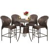 Best Choice Products 5 Piece Outdoor Wicker Bar Table Bistro Set Dining Furniture For Patio Backyard WBuilt In Ice Bucket 4 Chairs Brown 0 100x100