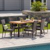 Christopher Knight Home Leopold Outdoor 7 Piece Acacia WoodWicker Dining Set With Teak Finish In Multibrown Rustic Metal 0 100x100