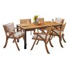 Christopher Knight Home Nora Outdoor 7 Piece Acacia Wood Dining Set Teak And Cream 0 100x100