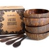 Coconut Bowls And Wooden Spoon Sets 4 Vegan Organic Salad Smoothie Or Buddha Bowl Kitchen Utensils 4 Natural 0 100x100