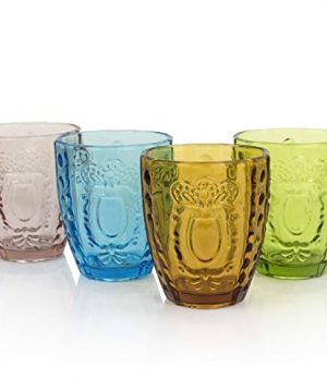 Drinking Glasses Set Of 4 Colored Premium Heavy Glassware 12OZ Multicolor Glass Tumbler Home Decorations Gift 0 300x360
