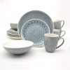Euro Ceramica Peacock Collection Dinnerware Set Service For 4 Grey 0 100x100