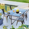 Furniwell 5 Pieces Patio Dining Set Outdoor Wicker Table Metal Chairs Set With Tempered Glass Top Patio Furniture Dining Table Set For Balcony Porch Backyard Garden Poolside Gun 0 100x100