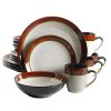 Gibson Elite Couture Bands Round Reactive Glaze Stoneware Dinnerware Set Service For Four 16pcs Red And Cream 0 100x100