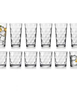 HE Modern Drinking Glasses Set 12 Count Galaxy Glassware Includes 6 Cooler Glasses17oz 6 DOF Glasses14oz12 Piece Elegant Glassware Set 0 300x360