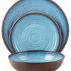 Melange 18 Piece Melamine Dinnerware Set Clay Collection Shatter Proof And Chip Resistant Melamine Plates And Bowls Color Light Blue Dinner Plate Salad Plate Soup Bowl 6 Each 0 100x100
