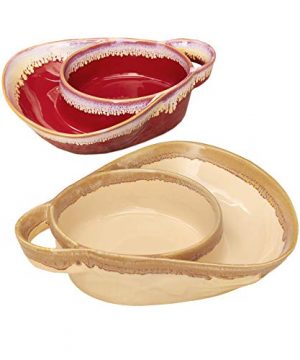 Set Of 2 Cream And Red Stoneware Soup Side Bowls By Uniques Shop 0 300x360