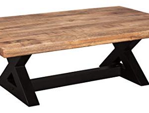 Signature Design By Ashley Wesling Coffee Table Brown Top W Black Base 0 300x228