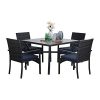 Sophia William 5 Pieces Patio Wicker Dining Set Outdoor Furniture Set 2 Outdoor PE Rattan Chairs With Seat Cushion And 1 Square Metal Table With Painted Top And 197 Umbrella Hole 0 100x100