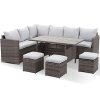 Wisteria Lane Patio Furniture Set7 Piece Outdoor Dining Sectional Sofa Couch With Dining Table And Chair All Weather Deck Wicker Conversation Set With Cushion Grey 0 100x100