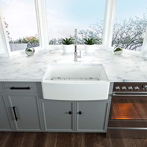 30 Farmhouse Sink White Kichae 30 Inch Kitchen Sink Apron Front White Ceramic Porcelain Fireclay Single Bowl Farmer Sink 0 3