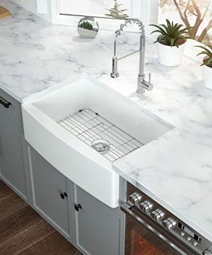 30 Farmhouse Sink White Kichae 30 Inch Kitchen Sink Apron Front White Ceramic Porcelain Fireclay Single Bowl Farmer Sink 0 4 300x360