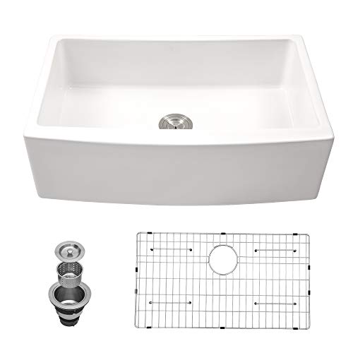 30 Farmhouse Sink White Kichae 30 Inch Kitchen Sink Apron Front White Ceramic Porcelain Fireclay Single Bowl Farmer Sink 0