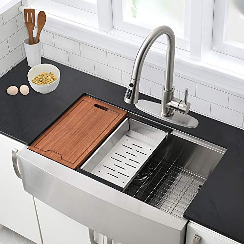 33inch Farmhouse Kitchen Sink Workstation Stainless Vokim 33x22