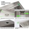 33 Stainless Farmhouse Sink Kichae 33 Inch Kitchen Sink Apron Front Workstation Low Divided Double Bowl 6040 Stainless Steel 18 Gauge Farm Kitchen Sink 0 4 100x100