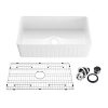 33 White Fireclay Farmhouse Undermount Kitchen Sink With Bottom Grid And Strainer 0 100x100