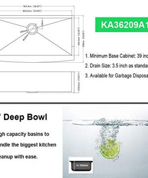 36 Farmhouse Sink Kichae 36 Inch Kitchen Sink Apron Front Deep Single Bowl 18 Gauge Stainless Steel Kitchen Farm Sink 0 4 300x360