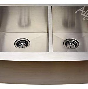 Alpha 30 Stainless Steel Apron Farmhouse 6040 Double Bowl 16 Gauge Undermount Kitchen Sink 0 300x305