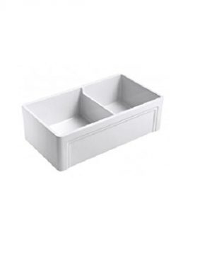 Empire Industries OL33DG Farmhouse Fireclay Double Bowl Kitchen Sink With Grid And Strainer 33 White 0 300x360