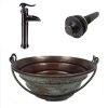 15 Round Copper BUCKET Vessel Bath Sink Green Patina Exterior With Faucet 0 100x100