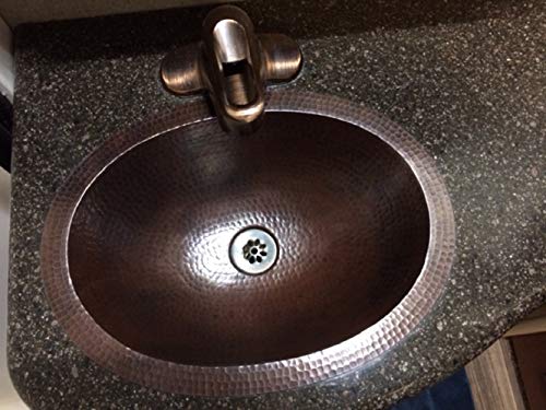 16 Rustic Oval Copper Bathroom Sink Dual Mount Installation 0 0