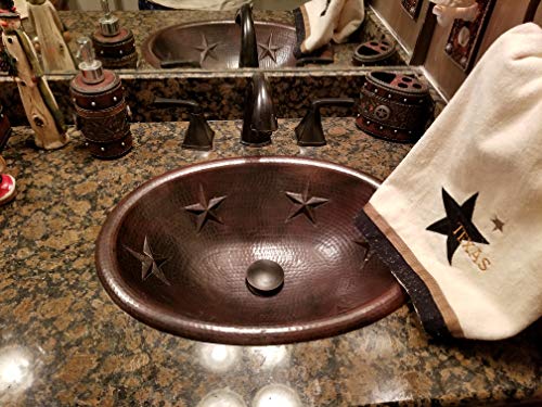 19 Oval Copper Bathroom Sink With Star Design Self Rimming 0 1