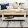 48 Inch Distressed Farmhouse Coffee Table With White Wash Finish 0 100x100