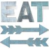 5 Pieces EAT Sign Kitchen Wood Rustic Sign Arrow Wall Decor EAT Farmhouse Decoration Hanging Arrow Wooden Sign For Kitchen Wall Home Dining Room 0 100x100