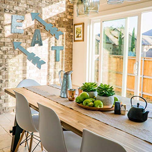 5 Pieces EAT Sign Kitchen Wood Rustic Sign Arrow Wall Decor EAT Farmhouse Decoration Hanging Arrow Wooden Sign For Kitchen Wall Home Dining Room 0 2