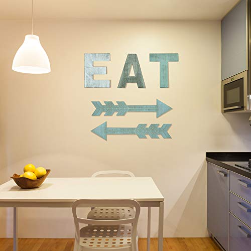 5 Pieces EAT Sign Kitchen Wood Rustic Sign Arrow Wall Decor EAT Farmhouse Decoration Hanging Arrow Wooden Sign For Kitchen Wall Home Dining Room 0 3