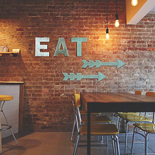 5 Pieces EAT Sign Kitchen Wood Rustic Sign Arrow Wall Decor EAT Farmhouse Decoration Hanging Arrow Wooden Sign For Kitchen Wall Home Dining Room 0 4