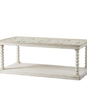 Antique White Scroll Top Wooden Coffee Table Vintage Wood 0 300x360