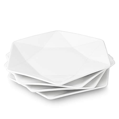 Delling Star Geometric 11White Dinner Plates Large Serving Platters Dessert Salad Plates For Meat Appetizers Dessert Sushi Party Set Of 4 0