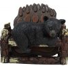 Ebros Gift Rustic Woodlands Forest Mischief Black Bear Cub Hanging On Tree Branch Display Holder Coaster Set With 4 Bear Paw Tracks Coasters 45 Wide Cabin Lodge Home Decor Kitchen Accent 0 100x100