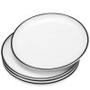 Hoxierence 10 Inch Ceramic Dinner Plates Classic White Round Porcelain Serving Dishes With Black Line Edge For Steak Pasta Pizza Restaurant Set Of 4 0 100x100
