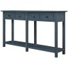 Knocbel 59 Rustic Console Table Sofa Side Table With 4 Storage Drawers And Bottom Shelf For Living Room Entryway Antique Navy 0 100x100