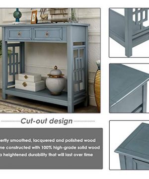 Knocbel Farmhouse Narrow Console Table For Entryway Hallway Sofa Side Table With 2 Drawers Iron Knobs Bottom Shelf 36 L X 14 W X 30 H Antique Navy 0 1 300x360
