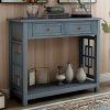 Knocbel Farmhouse Narrow Console Table For Entryway Hallway Sofa Side Table With 2 Drawers Iron Knobs Bottom Shelf 36 L X 14 W X 30 H Antique Navy 0 100x100