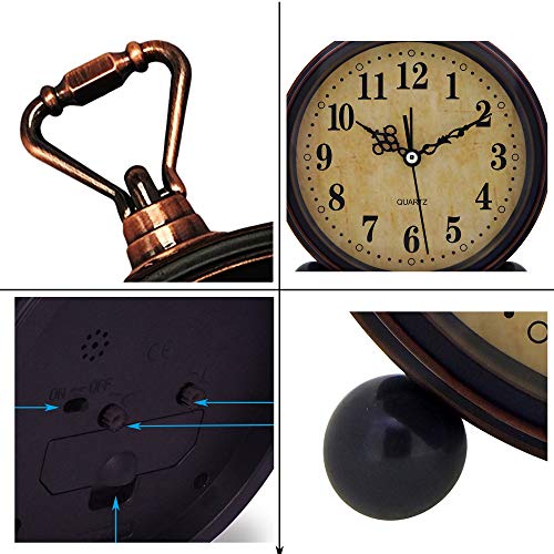 Konigswerk Vintage Alarm Clock, Analog Silent Small Bedside Desk Clock Battery Operated for Table Living Room Decor… - Image 4
