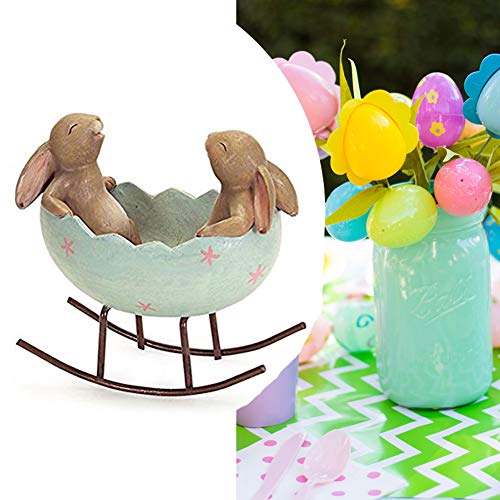 Laughing Bunny Rabbits Rocking In An Easter Egg Cradle Spring Easter Decoration Vintage Rustic Country Bunnies Rabbit Figurine Statue Bunnies In A Cradle 0 0