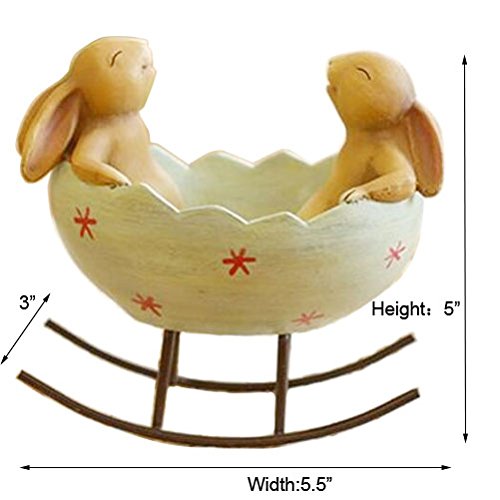 Laughing Bunny Rabbits Rocking In An Easter Egg Cradle Spring Easter Decoration Vintage Rustic Country Bunnies Rabbit Figurine Statue Bunnies In A Cradle 0 1