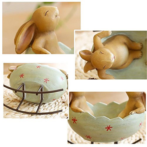Laughing Bunny Rabbits Rocking In An Easter Egg Cradle Spring Easter Decoration Vintage Rustic Country Bunnies Rabbit Figurine Statue Bunnies In A Cradle 0 2