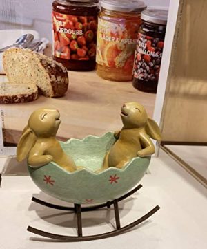 Laughing Bunny Rabbits Rocking In An Easter Egg Cradle Spring Easter Decoration Vintage Rustic Country Bunnies Rabbit Figurine Statue Bunnies In A Cradle 0 4 300x360